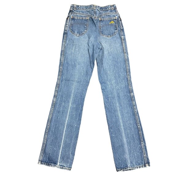 Vintage H.I.S. 10/11 Chic Blue Mom Jeans High Waist Straight Creased Made in USA - Picture 11 of 16